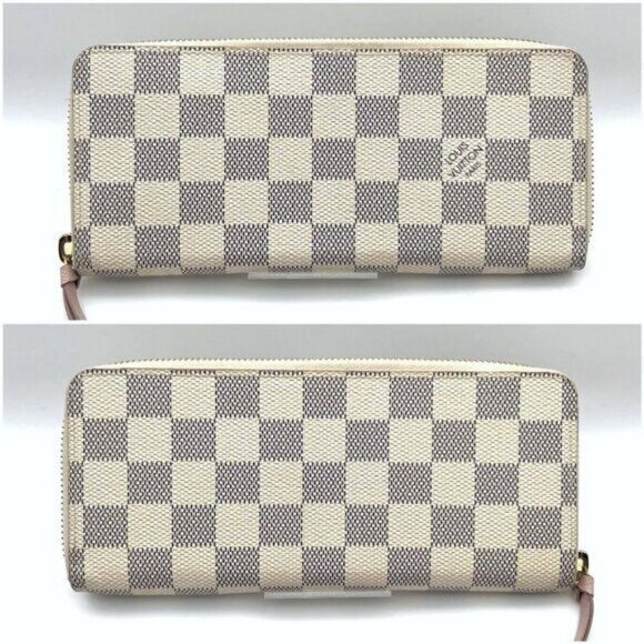 Authentic Louis Vuitton Damier Azur Clemence Zippy Wallet Rose Ballerine Pink - Picture 3 of 8
